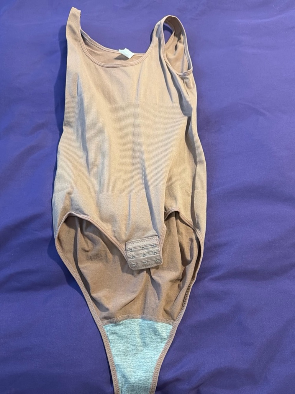 Ribbed Tank Bodysuit in Tan